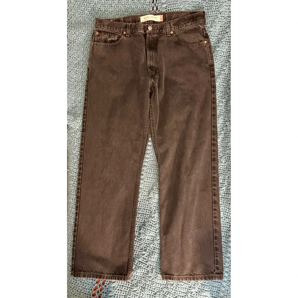 Levis 505 Regular Fit Black Denim Jeans Mens 36x30 Straight Leg Pants